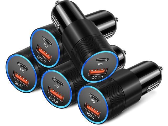 USB C Car Charger 5 Pack, Bangfun 36W Dual 12V USB C & USB A Car Charger Adapter QC+PD 3.0 Fast Charging Cigarette Lighter for iPhone 15 14 13 12...
