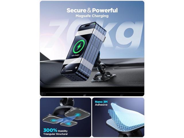 JOYROOM for MagSafe Car Mount Charger, 2024 Upgraded 15W Fast Charging Magnetic Wireless Car Charger Suitable for [Vent+Dash+Wall], for Magsafe...