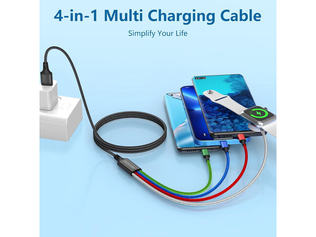 2Pack Multi Charging Cable for Apple Watch Charger USB Magnetic Charger Nylon Braided USB C/L/Micro Port Compatible with iWatch Series 10-1/iPhone...