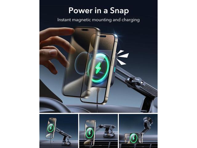 ESR for MagSafe Car Mount Charger, for MagSafe Car Charger, Dashboard/Windshield Magnetic Wireless Car Charger, 360° Rotation, Magnetic Car Phone...