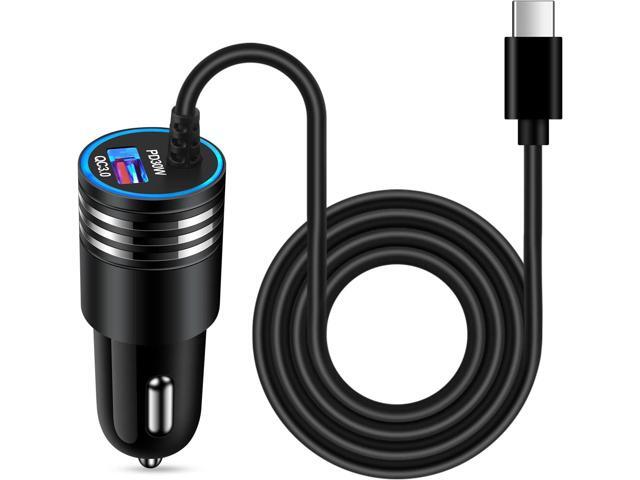 48W Super Fast Car Charger USB C Rapid Android Car Adapter with 30W Built-in Type C Fast Charging Cable for Samsung Galaxy S25 S24 S23 Ultra S22...