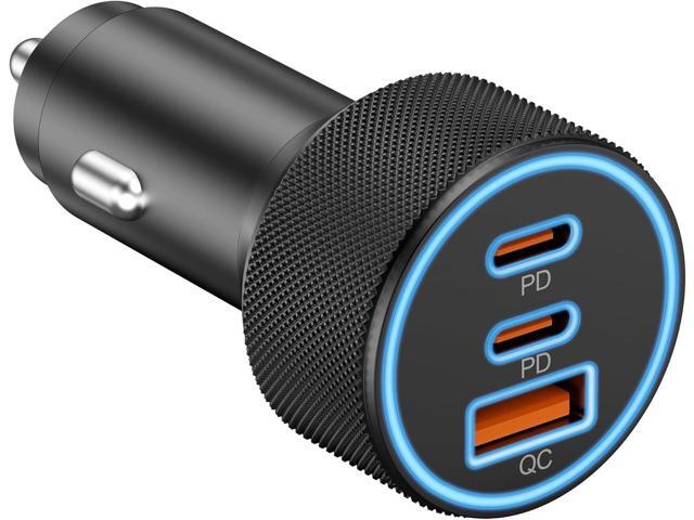 USB C Car Charger, 3-Port 67W Dual USB-C & USB-A Car Power Adapter PD/QC Fast Charging Cigarette Lighter for iPhone 16/15/14/13/12/11/Pro Max,...