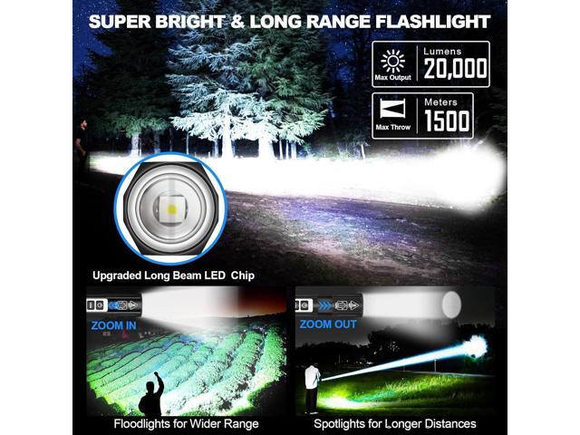 LED Rechargeable Magnetic Flashlights 20000 High Lumens - Super Bright Long Beam Pocket Powerful Flashlight 8 Modes with COB Work Light, Dual...