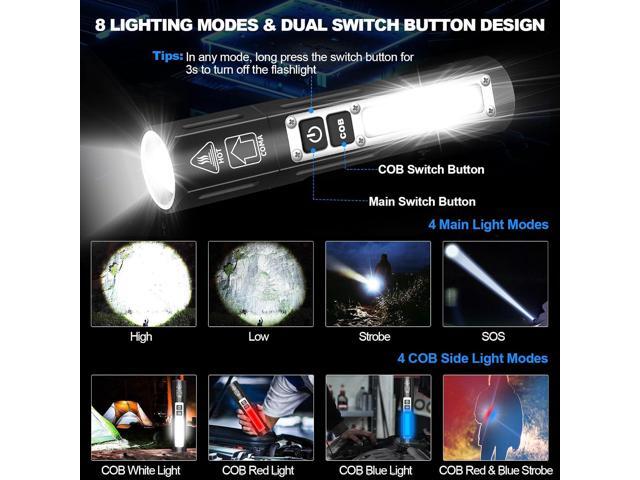 LED Rechargeable Magnetic Flashlights 20000 High Lumens - Super Bright Long Beam Pocket Powerful Flashlight 8 Modes with COB Work Light, Dual...
