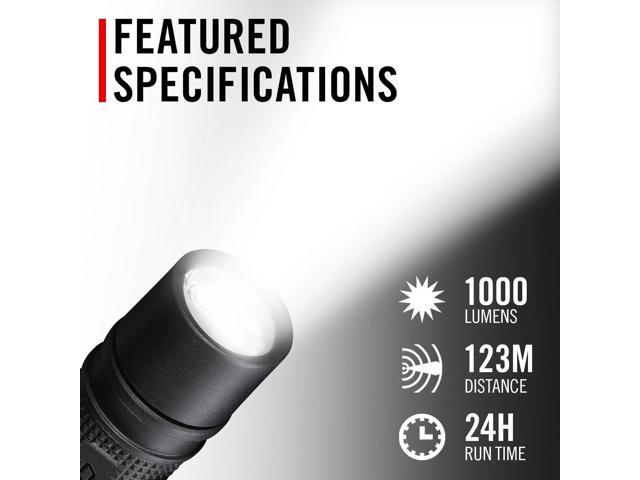 Coast PX9R Rechargeable LED Flashlight with Dual Optic Lighting, Pocket Clip and Grip-Textured Handle, 1000 Lumens