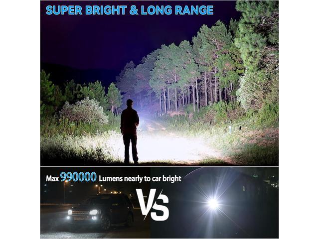 Flashlights High Lumens, 990000 Lumens LED Flashlight Rechargeable, 5 Modes, Adjustable Beam & 12H Running Time, Powerful and Bright Flash Light...