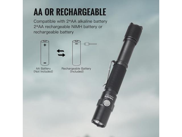 ThruNite Archer 2A C LED Rechargeable Flashlight, High 1000 Lumens AA Flashlight with Lanyard, IPX8 Waterproof Dual Switch Small Outdoor Light for...