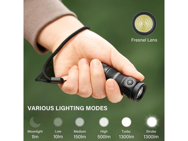 sofirn LED Small Flashlight USB C Rechargeable, SC13 Bright 1300 Lumens EDC Keychain Flashlights with IPX8 Waterproof, Portable Key Ring Mini Flash...