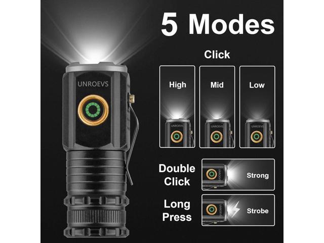 Mini Flashlight 2550 Lumens Rechargeable USB C Charging, Small Flashlights High Lumens 5 Modes, Pocket Flashlight with Clip, Magnetic Flashlight...