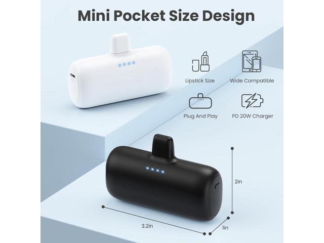 [2-Pack] Mini Portable Charger for iPhone,5200mAh Ultra Compact PD Fast Charging Power Bank,Plug-in Battery Pack Travel Cordless Phone...