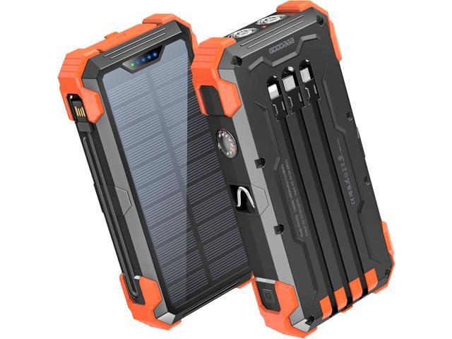 GOODaaa Portable Charger 42800mAh Built in 4 Cables and Thermometer 15W Fast Charging Power Bank Five Outputs Three Inputs Solar Charger Power...