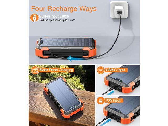 GOODaaa Portable Charger 42800mAh Built in 4 Cables and Thermometer 15W Fast Charging Power Bank Five Outputs Three Inputs Solar Charger Power...