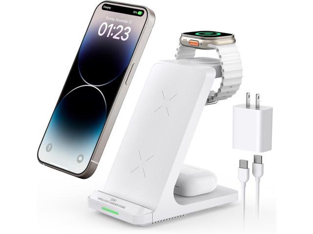 Wireless Charging Station, 3 in 1 Fast Wireless Charger Stand for Multiple Devices Apple Watch Ultra Series 11 10 9 8 7 6 SE 5 4 3 2, iPhone 17 16...