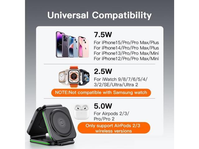 3 in 1 Charging Station for Apple,Magnetic Foldable Charger for Travel,Wireless Charger Pad for iPhone 16/15/14/13/12/Pro/Max/Mini,AirPods...