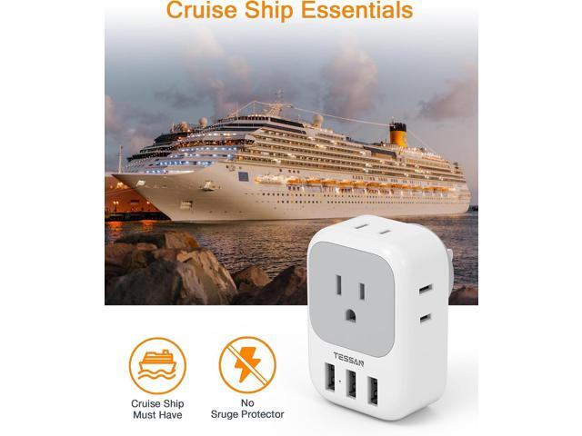 USB Charger Block, TESSAN USB Plug Adapter with Electrical 4 Box Splitter 3 USB Wall Charger Ports, Multi Plug Outlet Extender Charging for Cruise,...