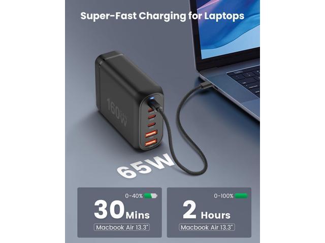 GEEKERA USB C Charger, 160W 6-Port Fast Charging Station with 4 USB-C + 2 USB-A, Portable Multiport Charging Wall Block Hub for iPhone 16 15 14 13...