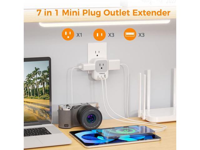 USB Charger Block, TESSAN USB Plug Adapter with Electrical 4 Box Splitter 3 USB Wall Charger Ports, Multi Plug Outlet Extender Charging for Cruise,...