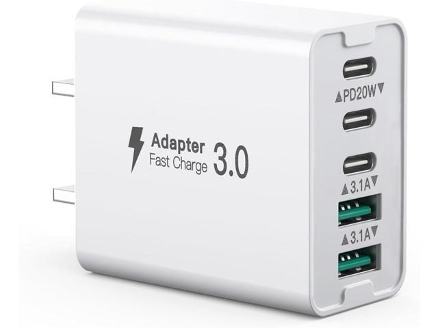 USB C Wall Charger, 50W 5 - Port Charger Block, Fast Charging 3 Type - C + 2 QC Wall Plug Multiport for iPhone 12/13/14/15, PD Fast Charger Power...