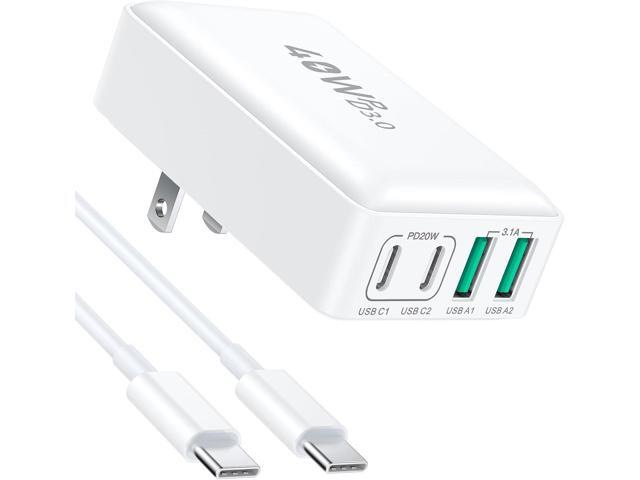 40W Fast Charging Block - 4-Port USB C Wall Charger With Dual PD & QC, Foldable Travel Power Adapter Compatible With iPhone 16 15 Pro, iPad, Galaxy.
