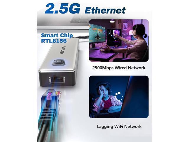 USB C Hub 2.5G Ethernet, WAVLINK 10Gbps USB C 3.2 Hub with 100W Power Delivery, 4K@120Hz HDMI 2.1, 3*USB3.2 Gen 2, 2.5G RJ45 Ports, Fit for MacBook...