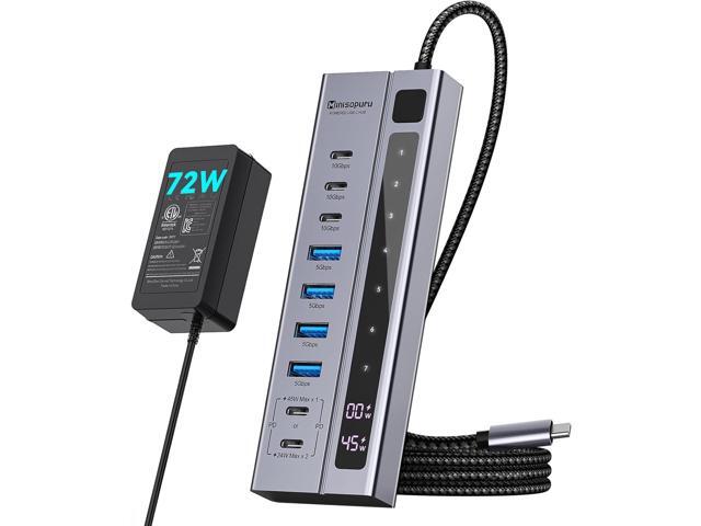 Minisopuru Powered USB C Hub Support Max 45W Charging with 72W Power Adapter, 10Gbps Data Transfer, USB C to USB C Hub Charging for Meta Quest...