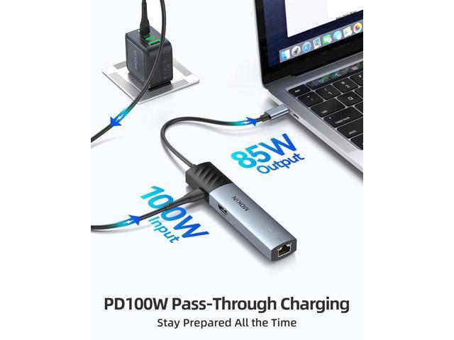 MOKiN 10Gbps USB C Hub Ethernet, 7 in 1 USB C Adapter for MacBook Pro/Air with 4K@60HZ HDMI, 3*USB-C 10Gbps Data, RJ45, USB 2.0, 100W PD, USB C...