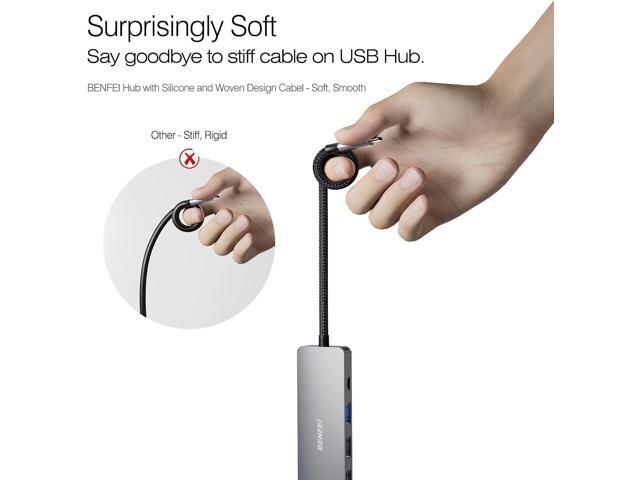 BENFEI USB C Hub 5-in-1 with 4K HDMI(Certified), 100W Power Delivery, 3 USB-A, Silicone Cable, Aluminum Case Compatible with MacBook Pro/Air, iPad...