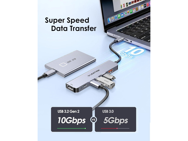 LENTION USB C Hub with 4K@60Hz HDMI, 2 USB C and 2 USB 3.2 Gen2 Transfer Data in 10Gbps Max, 100W Charging, for MacBook Pro, Mac Air, iPhone 15,...