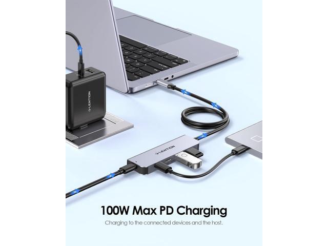 LENTION 2FT Long Cable USB C Hub with 4 x USB C Ports (USB 3.2 Gen 2, 10 Gbps,Thunderbolt Speed), 100W PD Charging, Compatible 2023-2016 MacBook...