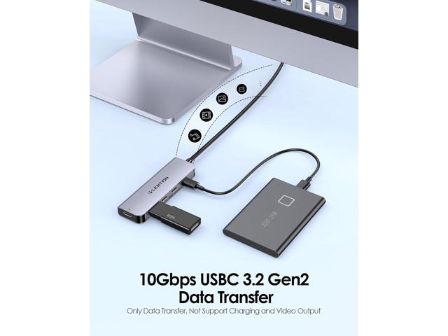 LENTION 2FT Long Cable USB C Hub with 4 x USB C Ports (USB 3.2 Gen 2, 10 Gbps,Thunderbolt Speed), 100W PD Charging, Compatible 2023-2016 MacBook...