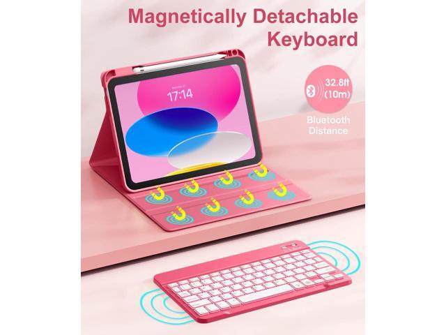 iPad 10th Generation Case with Keyboard 10.9 Inch - 7 Colors Backlit Wireless Detachable Folio Keyboard Cover with Pencil Holder for New iPad 10th...