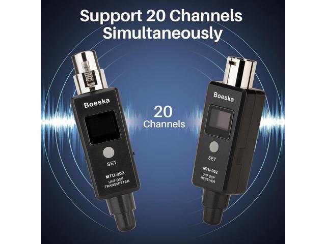 Wireless Transmitter And Receiver For Dynamic Microphones And Music Sources, UHF Wireless XLR Adapter System, 48k Frequency Signal Transmission,USB...