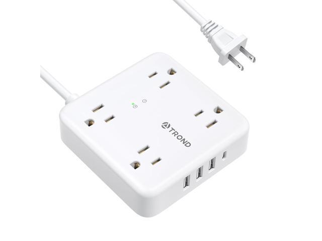 TROND 2 Prong Power Strip: 1440J Surge Protector, 5ft Extension Cord with Multiple AC Outlets & USB Ports, Wall Mount Adapter for Non-Grounded...