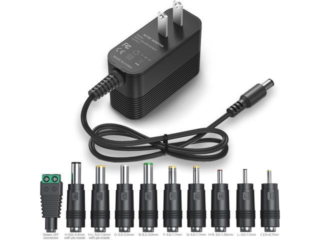 12V Power Supply AC Adapter 12 Volt Charger Universal Power Adapter for DC in 12V Power Cord with 10 Interchangeable Jacks for 1000mA 900mA 800mA...