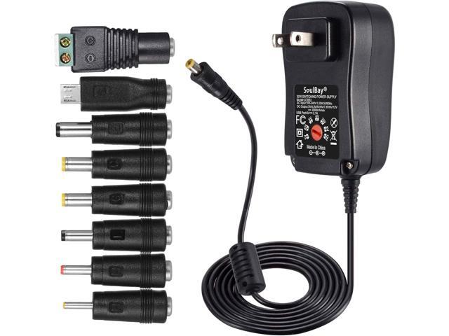 SoulBay 12V Power Supply Universal AC DC Adapter Charger with Adjustable Output 5V 9V 3V 6V 4.5V 7.5V 12 Volt 1A 1.5A 2A for LED Strip Light CCTV...