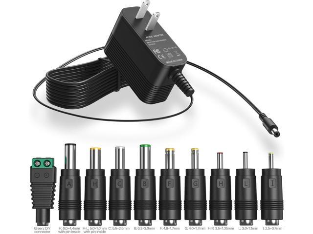 9V Power Supply AC Adapter DC 9V Power Cord Universal Power Adapter with 10 Interchangeable Jacks Compatible with 1000mA 900mA 800mA 700mA 600mA...