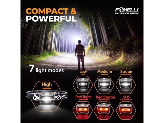 Foxelli LED Headlamp Flashlight for Adults & Kids, Running, Camping, Hiking Head Lamp with White & Red Light, Comfortable Headband, Lightweight &...