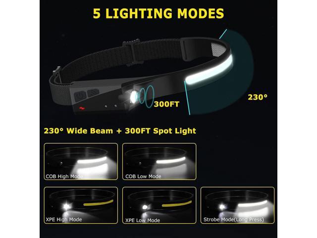 Rechargeable Headlamp 3PCS, 230° Wide Beam Head Lamp, Motion Sensor LED Headlamp Rechargeable, 5Mode Headlamps for Adults, Bright Head Lights for...