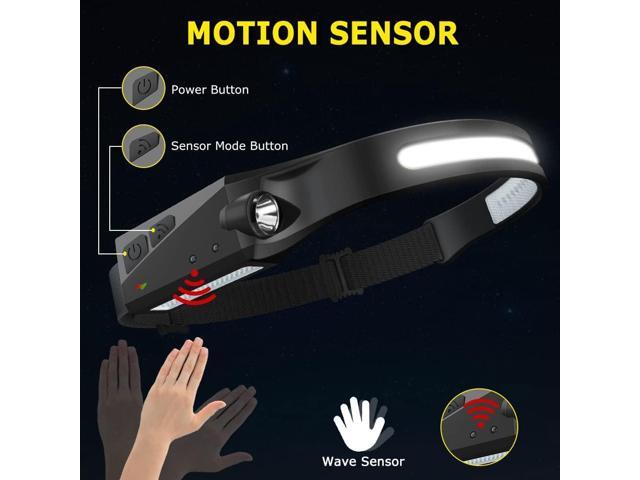 Rechargeable Headlamp 3PCS, 230° Wide Beam Head Lamp, Motion Sensor LED Headlamp Rechargeable, 5Mode Headlamps for Adults, Bright Head Lights for...