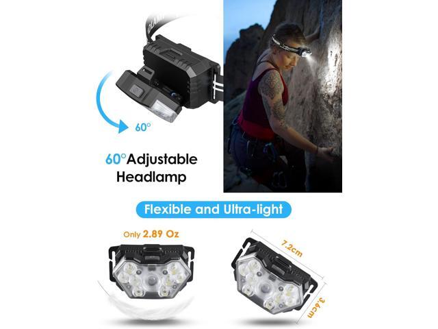 Lsnisni 9 LED Headlamp 2 Pack, 2000 Lumen Super Bright Head Lamp with 6 Modes, IPX5 Waterproof Head Light, Lightweight Head Flashlight for Kids...