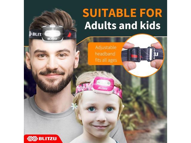 LED Headlamp Flashlight for Adults & Kids, Lightweight, Waterproof Head Lamp with White & Red Light, Comfortable Headband, Perfect for Running,...