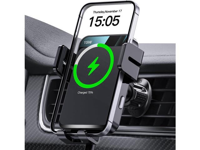 Wireless Car Charger, MOKPR Auto-Clamping Car Mount 15W/10W/7.5W Fast Charging Air Vent Car Phone Mount Compatible with iPhone 15/14/13/13 Pro/12...