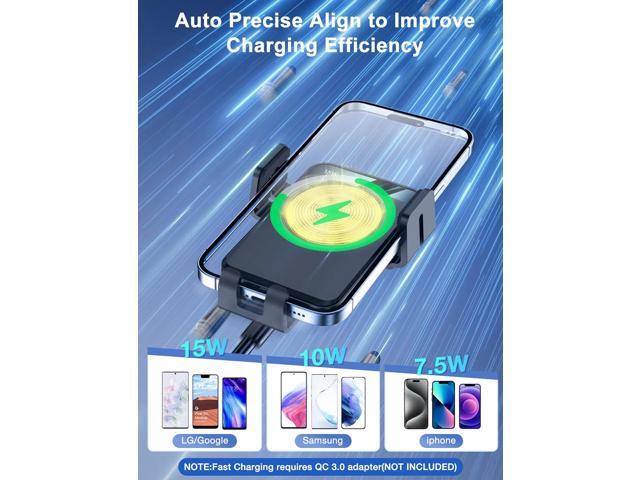 Wireless Car Charger, MOKPR Auto-Clamping Car Mount 15W/10W/7.5W Fast Charging Air Vent Car Phone Mount Compatible with iPhone 15/14/13/13 Pro/12...