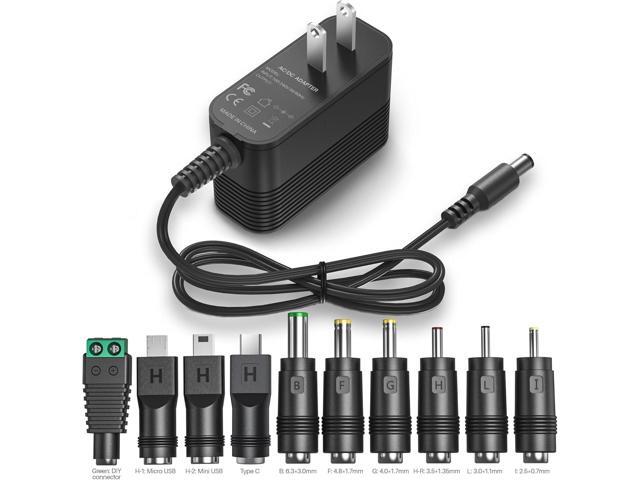 5V 2A Power Adapter 5V Charger DC Power Supply for Regulated Switching with 10 Interchangeable Jacks for 2000mA 1500mA 1000mA 900mA 850mA 800mA...