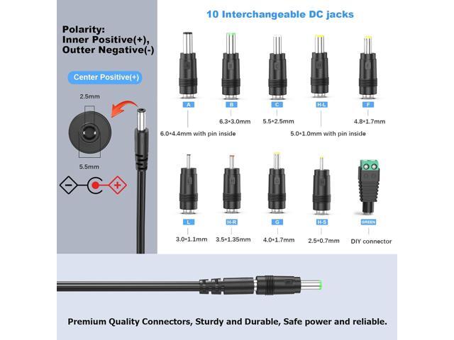 9V 1A 0.8A 0.5A Charger 9.0V 1.0A AC Adapter 9W Switching Power Supply DC 9V 1000mA 800mA 600mA 500mA 300mA Adaptor Regulated Transformer Cord with...