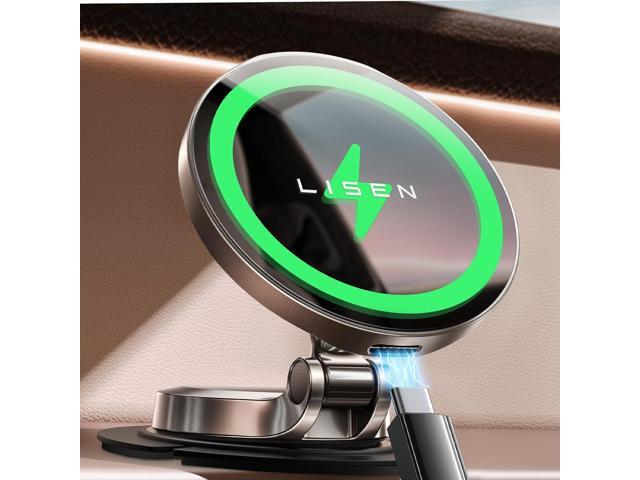 LISEN for iPhone 17 Magsafe Car Mount Charger, 15W Fast Charging Magnetic Wireless Car Charger [Mini & Metal], 2025 Ultra Magnetic Car Phone Holder...