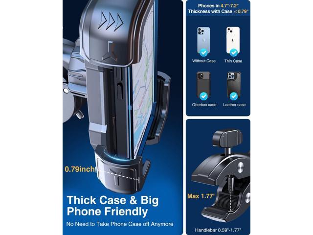 Motorcycle Phone Mount Holder, [150mph Wind Anti-Shake][7.2inch Big Phone Friendly] Bike Phone Holder, Motorcycle Handlebar Cell Phone Clamp,...