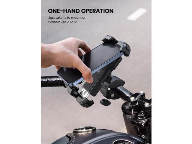 Lamicall Motorcycle Phone Mount, Bike Phone Holder - Upgrade Quick Install Handlebar Clip for Bicycle Scooter, Cell Phone Clamp for iPhone 16 15...