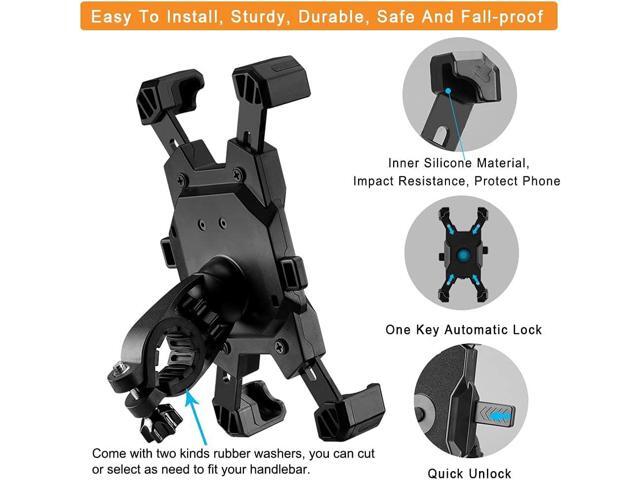2025 Upgraded Bike Phone Mount, Easy Install and Quick Release Bicycle - Motorcycle Handlebar Phone Mount Holder, Bike Phone Holder for iPhone and...