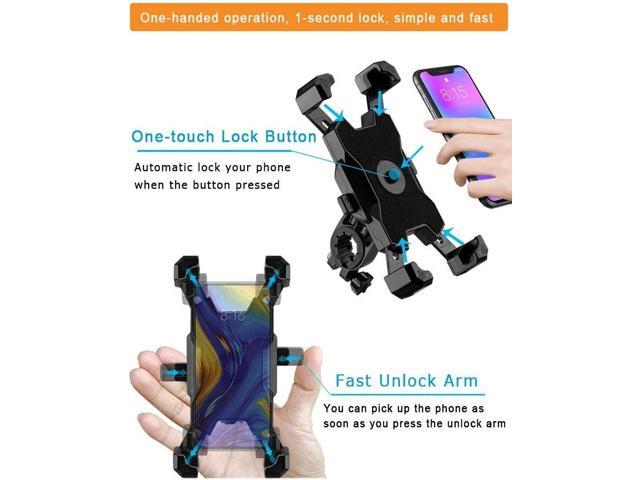 2025 Upgraded Bike Phone Mount, Easy Install and Quick Release Bicycle - Motorcycle Handlebar Phone Mount Holder, Bike Phone Holder for iPhone and...